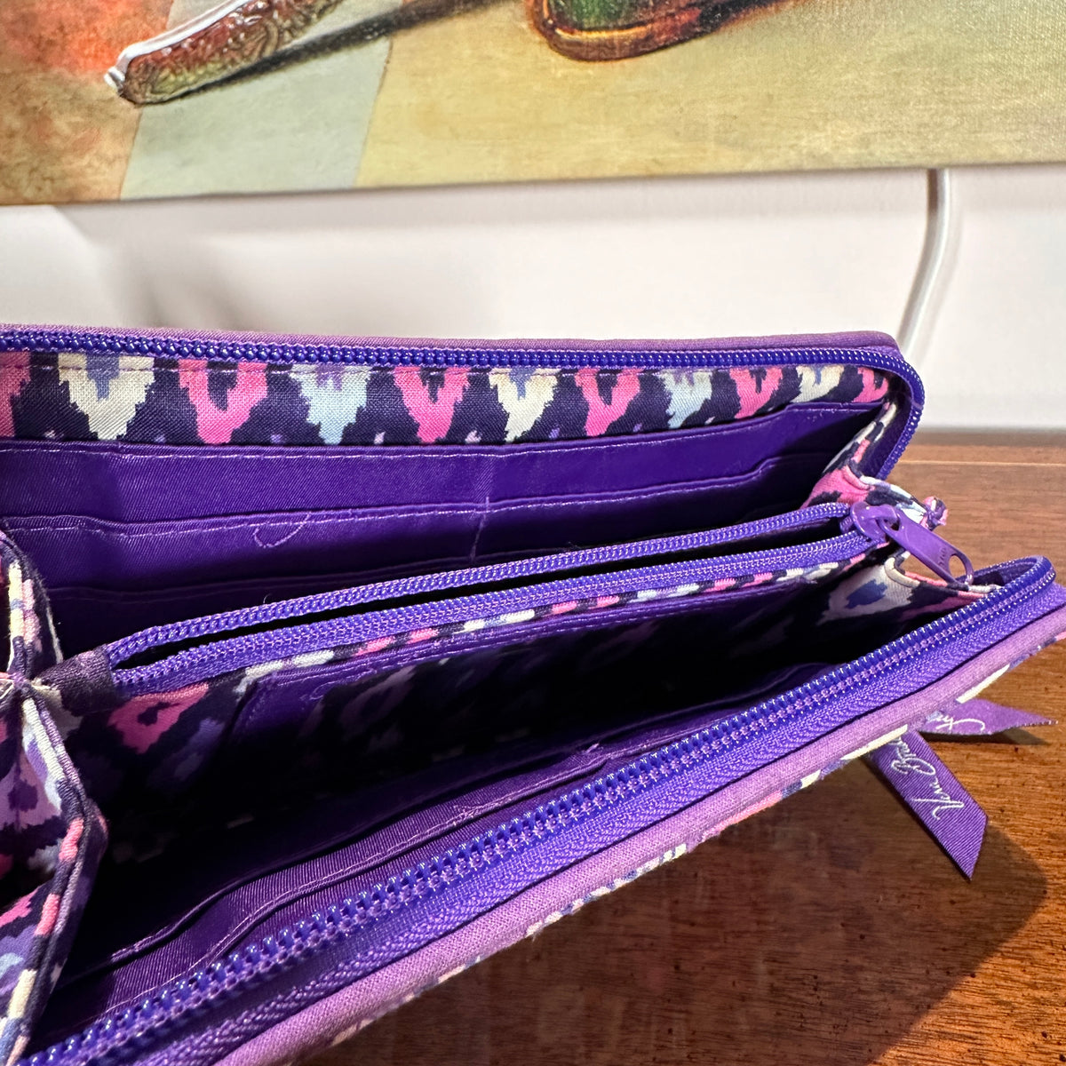 Vera Bradley Lilac Tapestry Zip Wallet