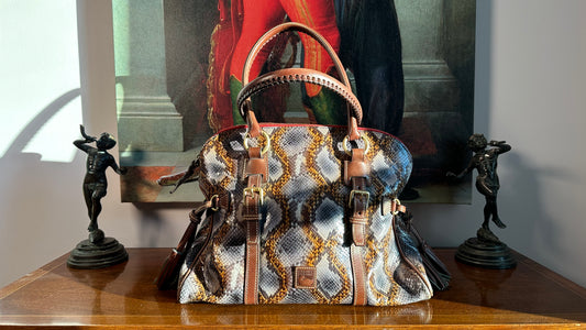 Dooney & Bourke Domed Buckle Satchel Python Embossed