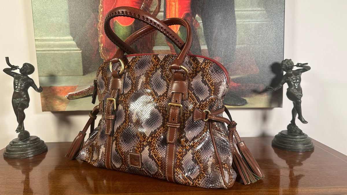 Dooney & Bourke Domed Buckle Satchel Python Embossed