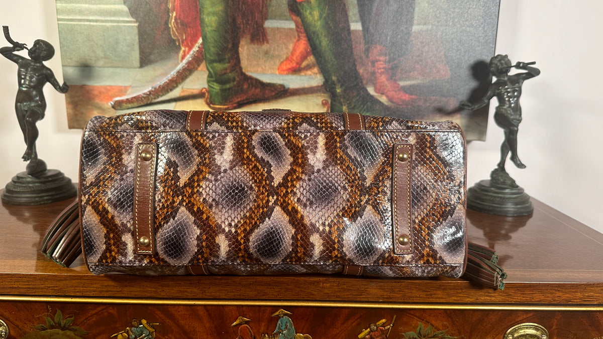 Dooney & Bourke Domed Buckle Satchel Python Embossed