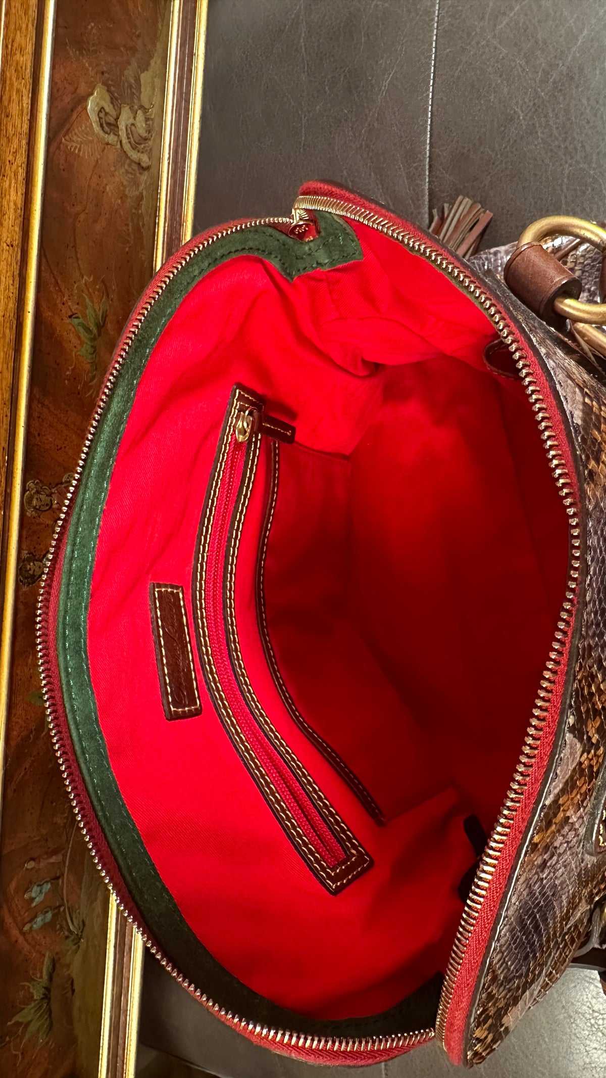 Dooney & Bourke Domed Buckle Satchel Python Embossed